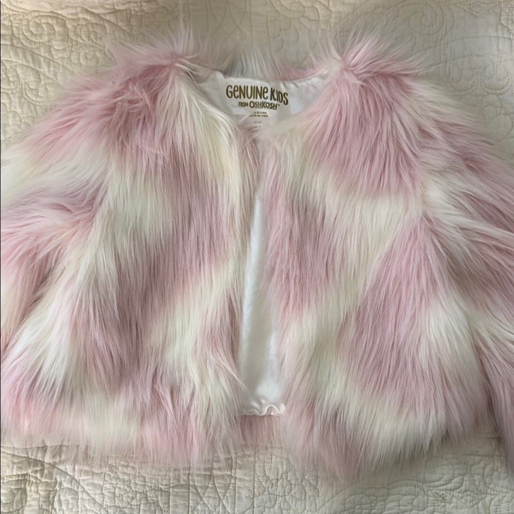 OshKosh B'gosh Pink and White Faux Fur Cape